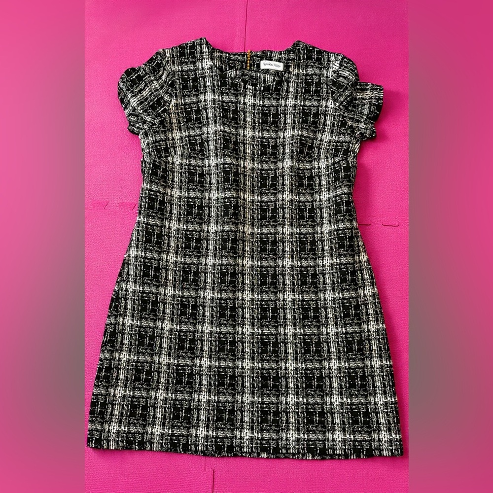 Calvin Klein Black and White Tweed Shift Dress